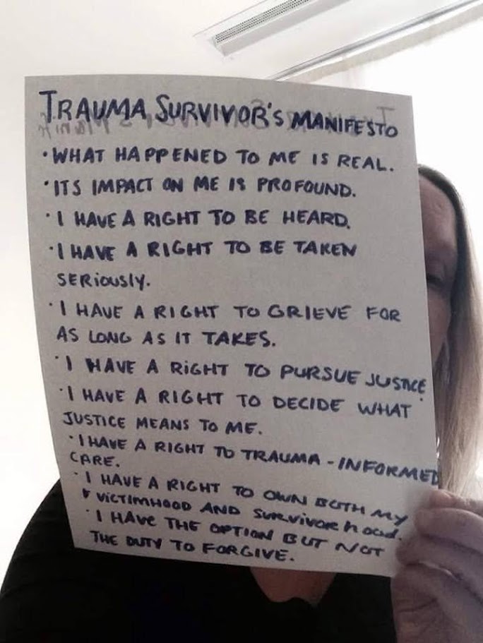 Trauma survivor's manifesto.